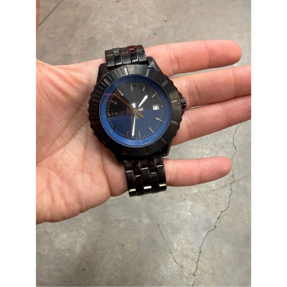 Relic Men's Black and Blue Stainless Steel Watch